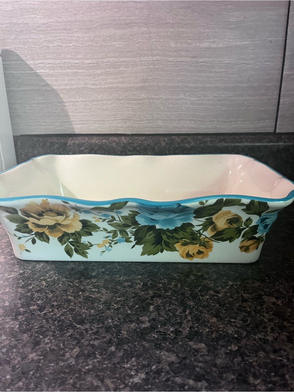 The Pioneer Woman Floral Ceramic Baker - Blue & Yellow Roses